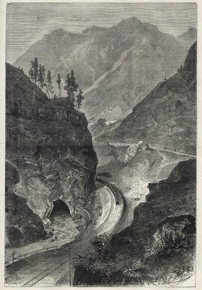 La ferrovia del Brennero verso il Tirolo - Incisione del 1867 da Unknown artist