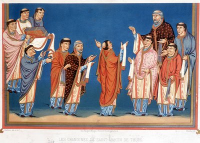 I Canonici di San Martino di Tours offrono al Re Carlo il Calvo una Bibbia scritta nella loro abbazia da Unknown artist