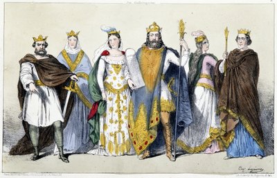 I Carolingi: Pipino il Breve e Bertrada di Laon (Berta dai grandi piedi), Carlo Magno e Ildegarda di Vintzgau, Ludovico il Pio e Ermengarda di Hesbaye da Unknown artist