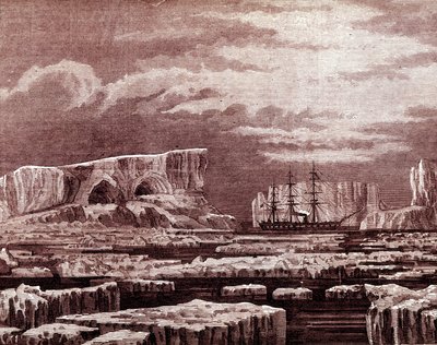 La barca Challenger in mezzo agli iceberg da Unknown artist