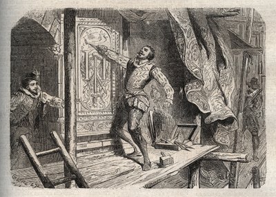 La morte di Jean Goujon (1510-1562 o 1569), morto secondo una leggenda nel 1572, durante la notte di San Bartolomeo - incisione in 