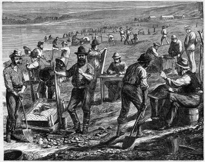 I campi di diamanti al Capo - Lavaggio dei diamanti - Lavaggio dei diamanti in Sud Africa nel XIX secolo da Unknown artist