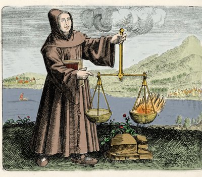 Il monaco francescano, filosofo e alchimista Roger Bacon (Doctor Mirabilis) (1214-1294) che fa un