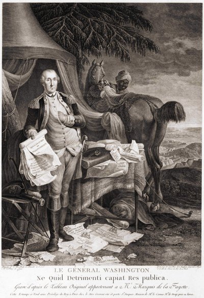 Il generale Washington (1732 - 1799), inciso dopo il dipinto originale appartenente al marchese de la Fayette da Unknown artist