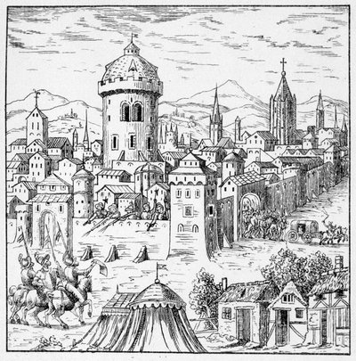 Gli ugonotti ad Amboise dove era il re Francesco II (Congiura di Amboise) - in "Collection of 39 figures representing the calamities of France from 1562 to 1586"; Louis Perrin imprimerie da Unknown artist