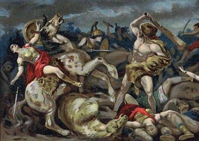 Le fatiche di Ercole: Ercole prende la cintura a Ippolito, inizio del XX secolo (cromo) da Unknown Artist