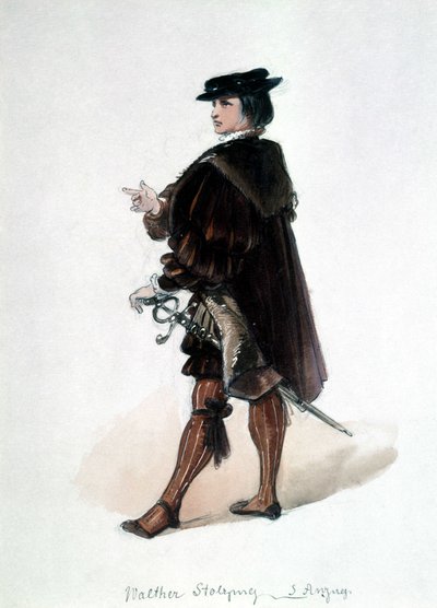 I maestri cantori di Norimberga (Die Meistersinger von Nürnberg), opera creata da Richard Wagner: costume di Walther von Stolzing per la prima rappresentazione. Museo Wagner Bayreuth da Unknown artist