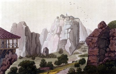 I Meteora in Grecia nel 1810. in "Il vecchio e moderno costume" di Jules Ferrario, ed. Milano da Unknown artist