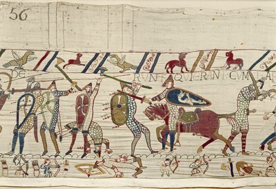 I Normanni combattono e uccidono coloro che erano con re Harold, Arazzo di Bayeux da Unknown artist
