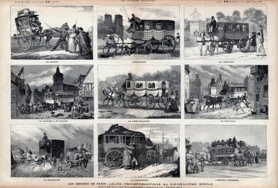 Gli Omnibus di Parigi: le loro trasformazioni nel XIX secolo: il cuculo - lo scozzese - la Carolina - la carrozza con 60 posti - la dama bianca - il triciclo - la Bearnaise - il parigino - l