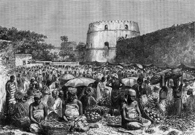 La Place du Marche a Zanzibar nel XIX secolo nel “Journal de la jeunesse” del 1888. da Unknown artist