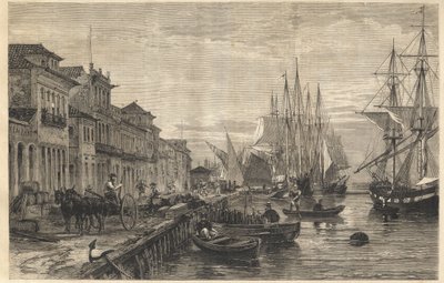 Il molo di Boa Vista a San Pedro de Rio Grande do Sul, un porto del Brasile - Incisione da 