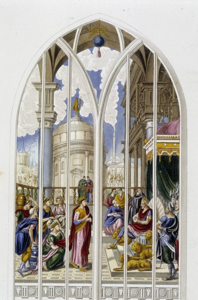 La Regina di Saba davanti al Re Salomone - da una vetrata da Unknown artist