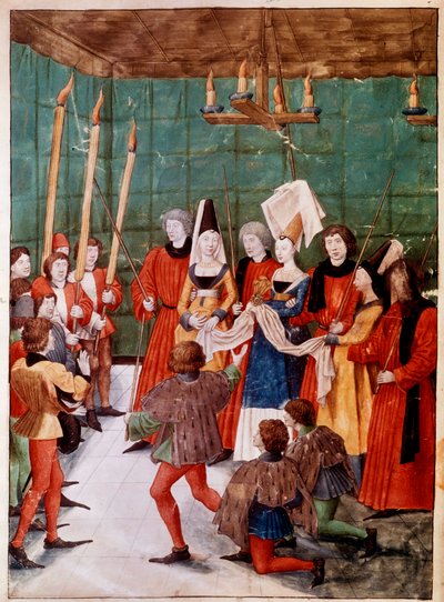 La regina presenta il premio al vincitore del Torneo Miniatura dal manoscritto ms. 2695 