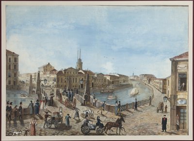 Il Ponte Rosso sul fiume Moika a San Pietroburgo da Unknown artist