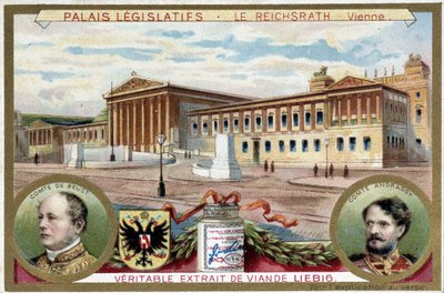 Il Palazzo del Reichsrath, Vienna, con ritratti del Conte Friedrich Ferdinand de Beust e del Conte Gyula Andrassy da Unknown artist