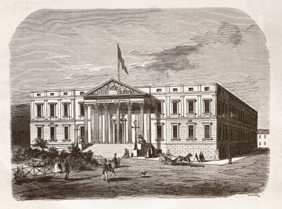 Il Parlamento Spagnolo (Congresso dei Deputati), Madrid. Incisione del XIX secolo da Unknown artist