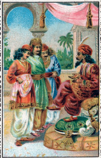 Il sultano e i suoi figli. Storia del principe Ahmed e della fata Paris-Banou. Racconto delle 1001 notti. Cromolitografia della fine del XIX secolo. da Unknown artist