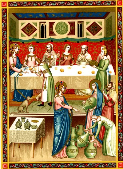 Il banchetto di nozze a Cana, Miniatura da un manoscritto del XIV secolo da Unknown artist