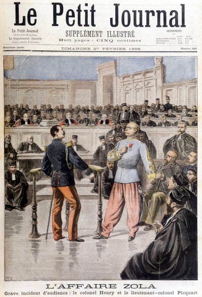 Il caso Zola: grave incidente di udienza tra il colonnello Hubert Henry (1846-1898) e il tenente colonnello Georges Picquart (1854-1914) - in 
