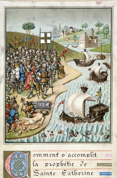 Il compimento della profezia di Santa Caterina - Incisione del XIX secolo da Unknown artist