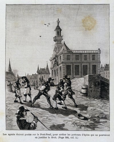 Gli agenti erano di stanza sul Pont Neuf, per fermare coloro che non potevano giustificare il loro diritto da Unknown artist