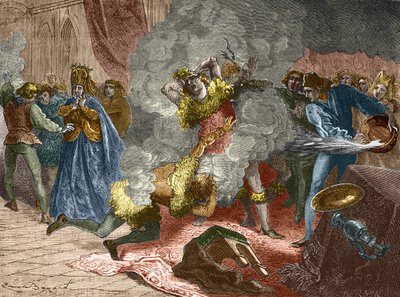Il ballo degli ardenti o ballo dei selvaggi: in occasione del matrimonio di una dama di Isabeau (Isabella, Elisabetta) di Baviera il 28 gennaio 1393, il re si travestì e si incatenò ad altri quattro cortigiani. Suo fratello, il Duca di Orléans da Unknown artist