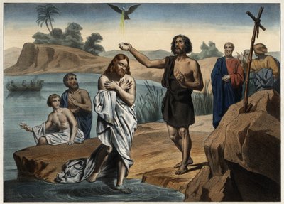 Il battesimo di Cristo. Incisione anonima della metà del XIX secolo. da Unknown artist