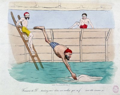Il bagno: caricatura dei bagni pubblici (piscine) a Parigi - XIX secolo, Carnavalet da Unknown artist