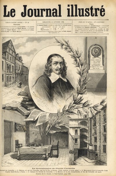 Il bicentenario di Pierre Corneille - incisione in "Le journal illustré" del 1884 da Unknown artist