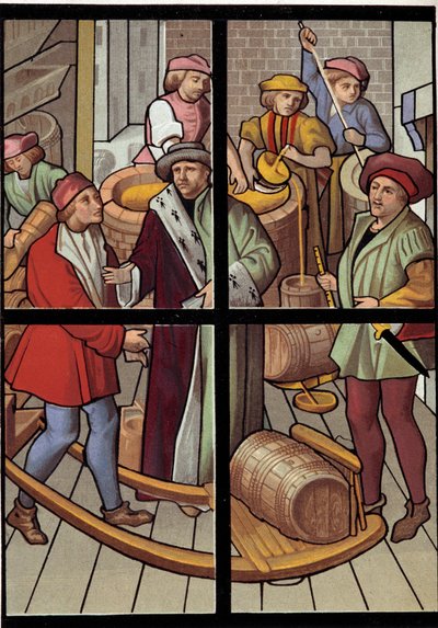 I birrai. Litografia da una vetrata della cattedrale di Tournai del XV secolo. XIX secolo. Parigi, arti decorative da Unknown artist