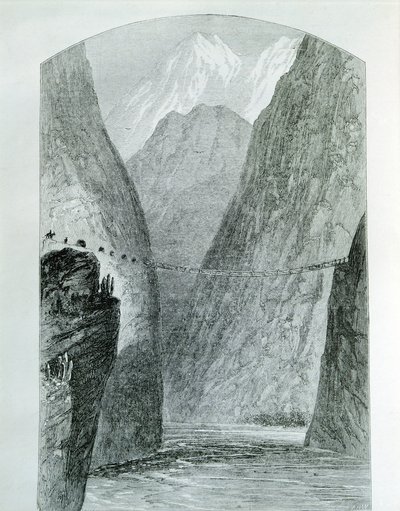Il ponte sul fiume Apurimac, incisione. Perù da Unknown artist