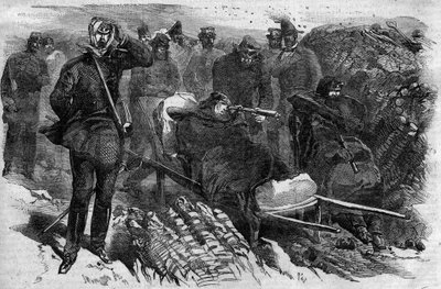 La cattura di Magdala in Etiopia il 13/04/1868: le truppe del Generale Robert Cornelis Napier (1810-1890) assaltarono la fortezza di Abissinia - Napier e il suo staff davanti a Magdala nel 1868 da Unknown artist