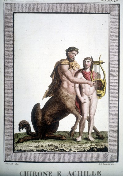 Il centauro Chirone e Achille - in Dizionario mitologico da Unknown artist