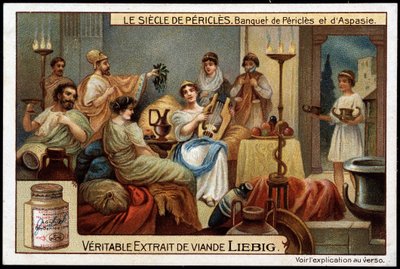 Il secolo di Pericle (495-429 a.C.): banchetto di Pericle e Aspasia (470-400 a.C.) da Unknown artist