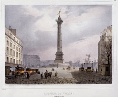 La colonna di Luglio (Place de la Bastille) vista dal Boulevard Beaumarchais da Unknown artist