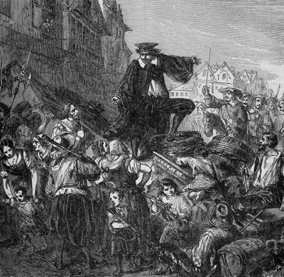 Il comandante della guarnigione fu ucciso sulle barricate a Parigi (inizio della Fronda) in "Histoire des popes, rois, queens, emperors through the centuries" di Lachartre, sd XIX secolo da Unknown artist