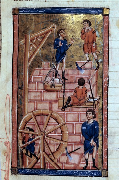 La costruzione della Torre di Babele Miniatura da un manoscritto 