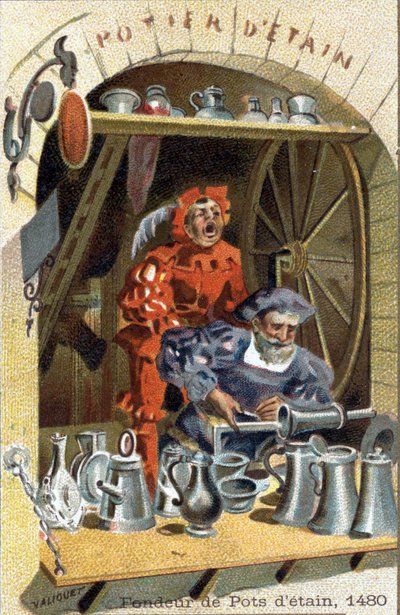 Il mestiere del fonditore di pentole di stagno nel 1480. da Unknown artist