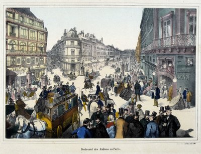 La folla sul boulevard des Italiens - incisione da Unknown artist
