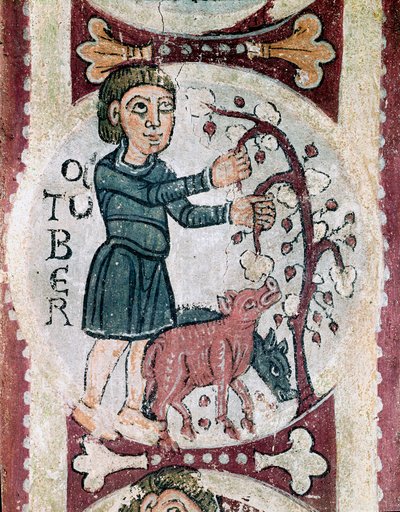 Il ciclo dei mesi: ottobre: la raccolta delle ghiande (dettaglio) da Unknown artist