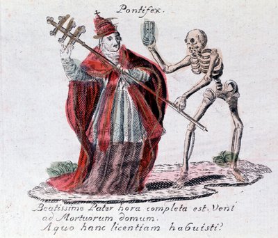 La danza della morte, il papa e uno scheletro (stampa) da Unknown artist