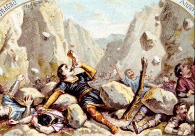 La morte del cavaliere Rolando, nipote di Carlo Magno, nella battaglia di Roncisvalle, 778 da Unknown artist