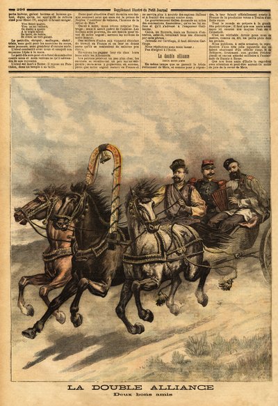 La doppia alleanza tra la Russia di Alessandro III (1815-1894) e la Francia. Incisione in “Le petit journal” 16/10/1893. Collezione Selva da Unknown artist