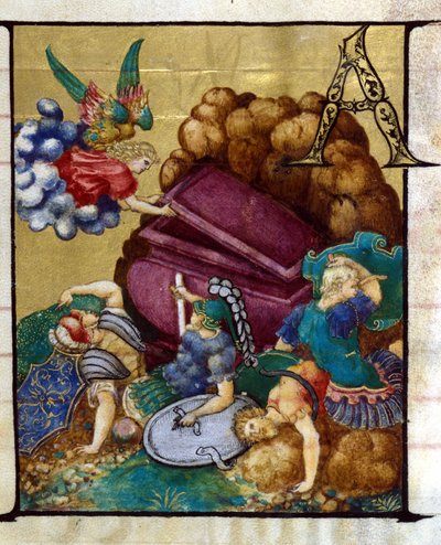 Il sepolcro vuoto. Miniatura in un coro del XV secolo, Chiesa della Vergine Incoronata di Lodi. da Unknown artist