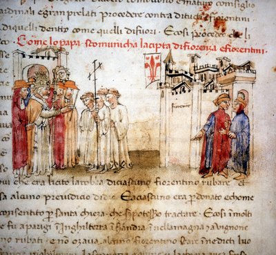 Gli scomunicati di Firenze e i fiorentini nel 1375 - in "Croniche del Sercambi", circa 1400 da Unknown artist