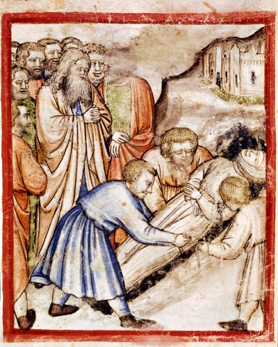 Il funerale di Sara. Miniatura dal codice 212 (o codice padovano o Bibbia di Padova) 1390-1400. Rovigo, Accademia dei Concordi da Unknown artist