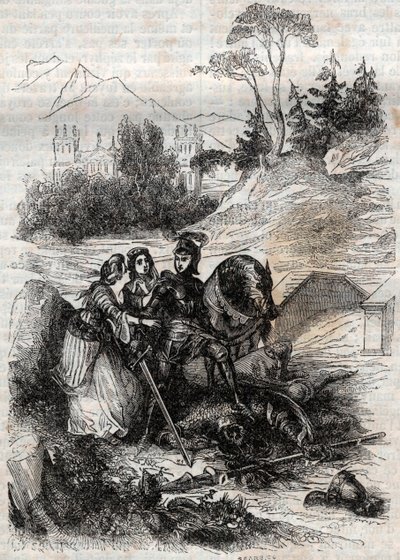 Il gigante Erifile sconfitto da Ruggero - incisione del 1851 da 
