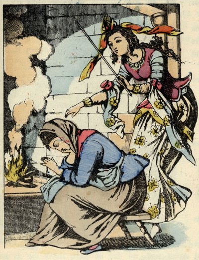 La buona fata di Cenerentola e Cenerentola. Illustrazione del racconto di Charles Perrault "Cenerentola o La piccola scarpetta di vetro" da Unknown artist