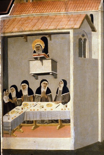 Le buone sorelle mangiano pesce. XIII secolo. da Unknown artist